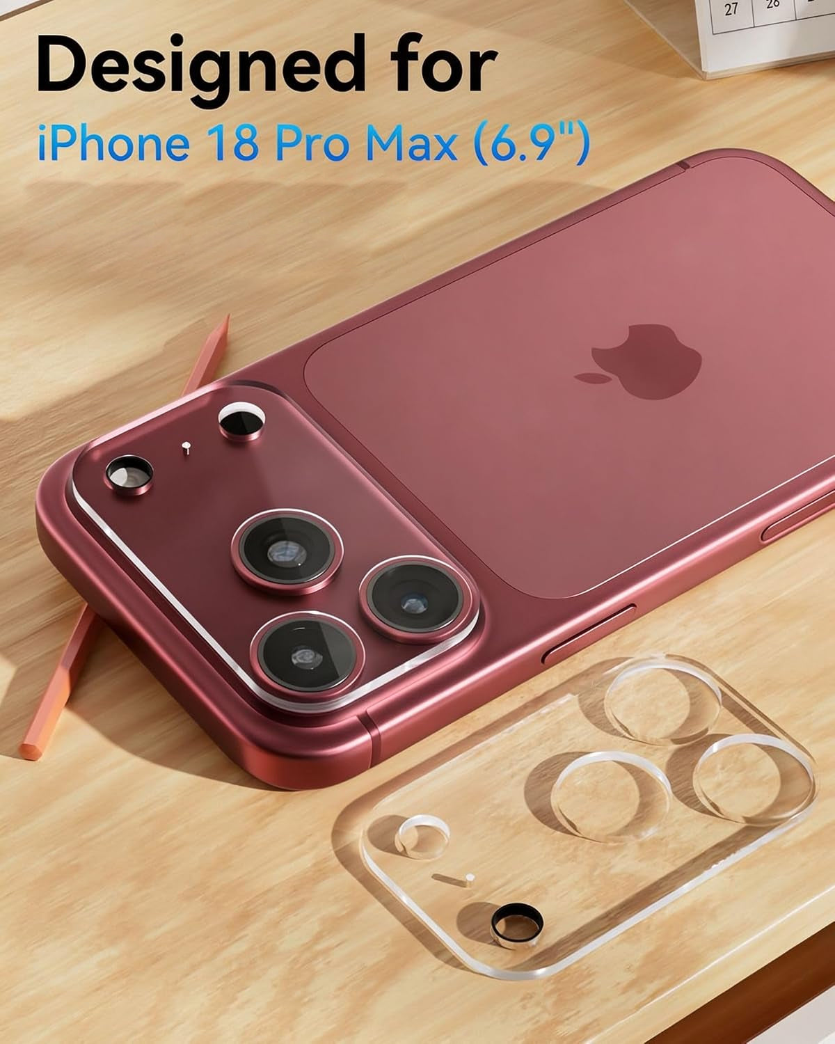Camera Lens Glass Cover Protector for iPhone 18 Pro (1 pack)