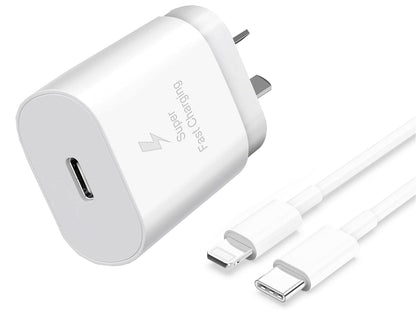 25W Fast Wall Charger with Lightning to USB-C cable