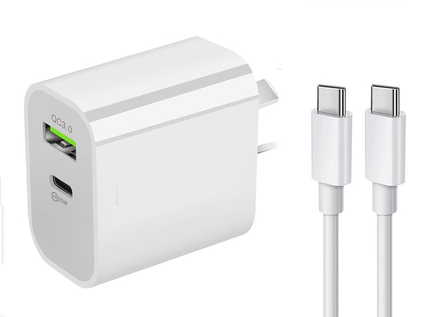 20W Dual Fast Charger with USB-C to USB-C Cable