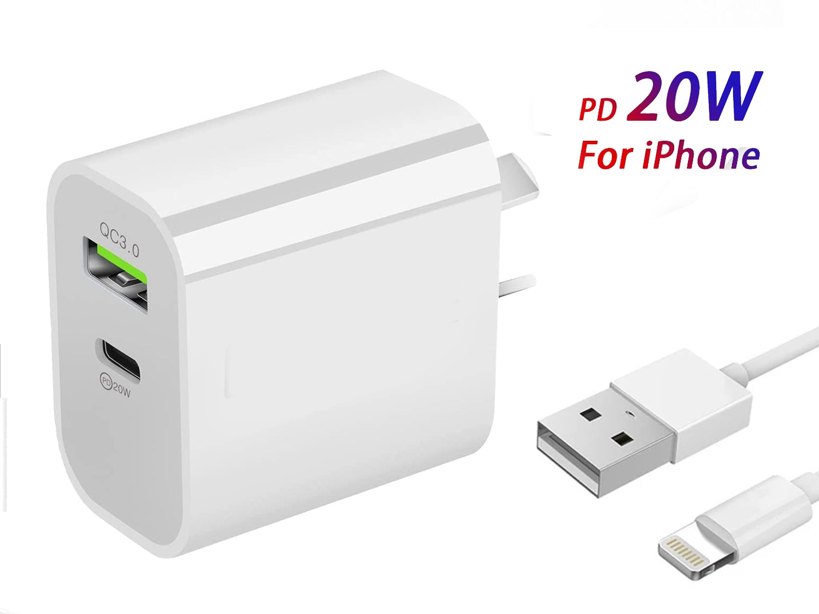 iPhone 13 20W Fast Wall Charger with Lightning cable
