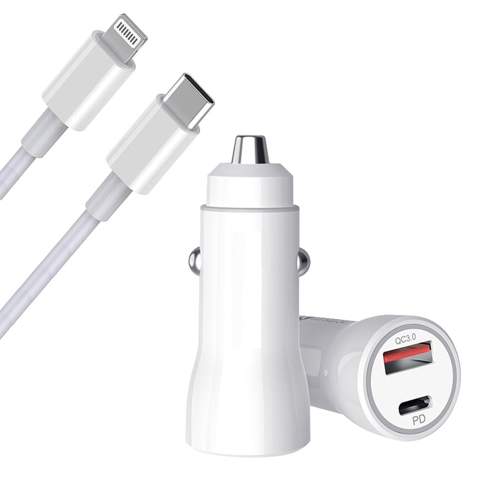 Fast Car Charger USB-C 20W with Lightning cable for iPhone