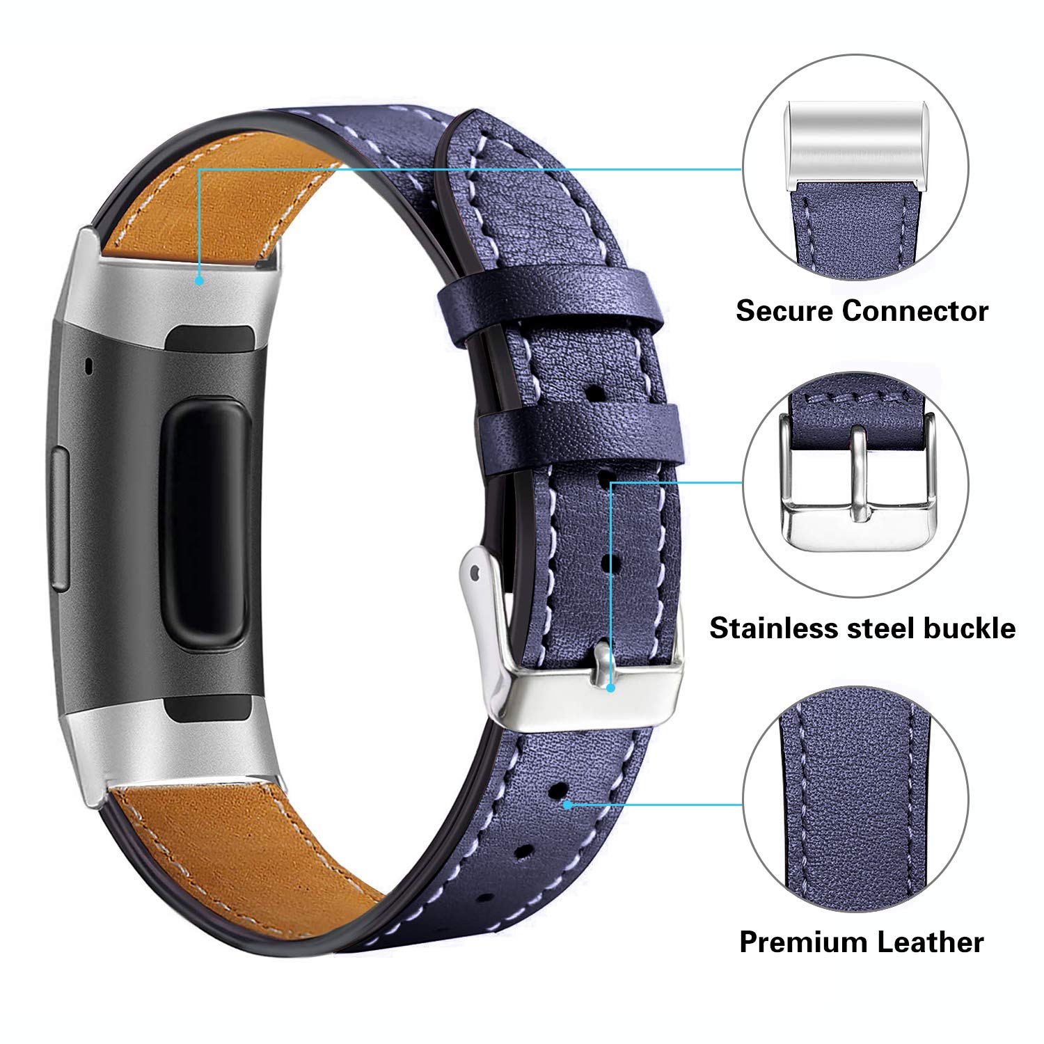 Leather Band for Fitbit Charge 3 / 4