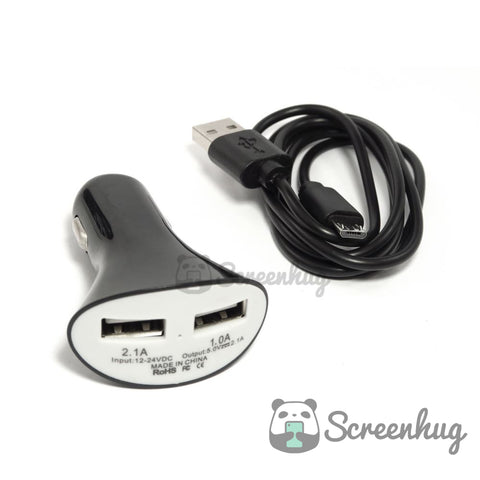 Dual USB Car Charger + Micro USB cable combo