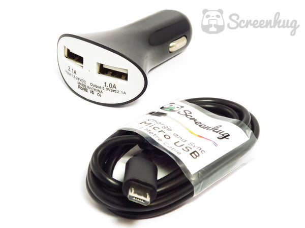Dual USB Car Charger + Micro USB cable combo